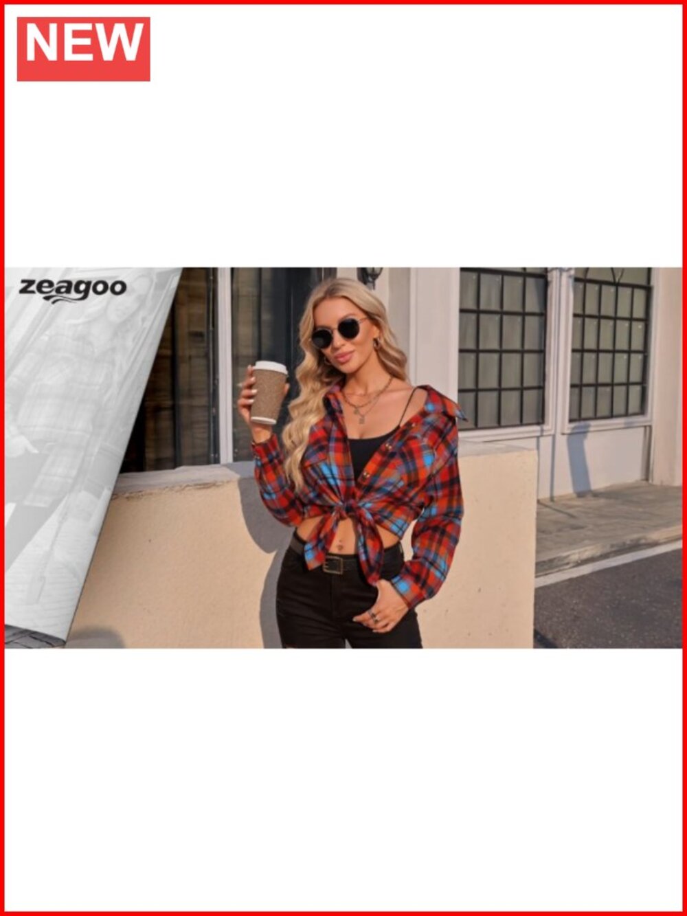 Women's Flannel Plaid Button Down Shirt Long Sleeve Casual Oversized Fit - Picture 6 of 6